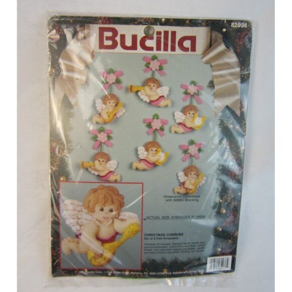 1991 BUCILLA Felt Ornaments Kit #82936 Christmas Cherubs-Angels - New Old Stock - Picture 1 of 7